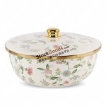 29cm Premium Enamel Basin with Lid, Gold Rim, Gold Knob, Bottom with Logo, Multiple Colors Available